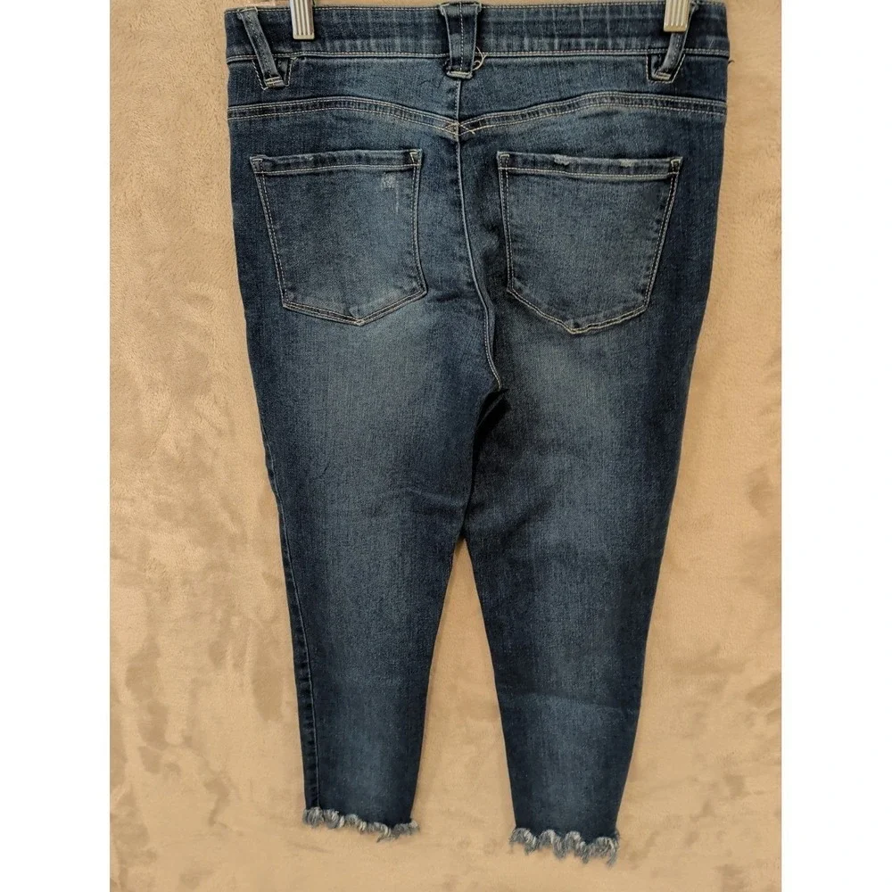 Democracy Ab Technology Jeans Womens 8 Blue Crop Fray Hem Distressed Stretch